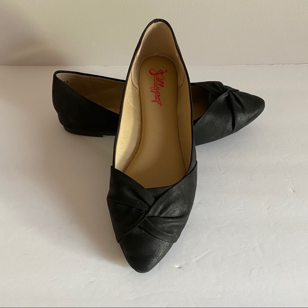 Jelly Pop Memory Foam Women’s Black Flats, size 9W